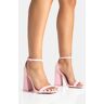 Public Desire US Geri Wide Fit Baby Pink Barely There Square Toe Block Heels - female - Gray/Pink/White/Yellow - Size: US 9 / UK 7 / EU 40