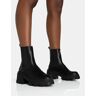 Public Desire US Astro Black Pu Elasticated Ankle Detail Chunky Sole Ankle Heeled Boots - female -  black - Size: US 10 / UK 8 / EU 41