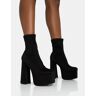 Public Desire US Dominate Black Nylon Platform Rounded Square Toe Block Heeled Ankle Boots - female -  black - Size: US 8 / UK 6 / EU 39