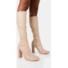 Public Desire US Christina Nude Pu Pointed Toe Block Heel Knee High Boots - female - US 7 / UK 5 / EU 38 - Size: 7924183269507