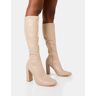 Public Desire US Christina Wide Fit Nude Pu Pointed Toe Block Heel Knee High Boots - female - US 11 / UK 9 / EU 42 - Size: 7940837376131