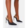 Public Desire US Leanna Black Satin Diamante Slingback Court Stiletto Heel - female - US 9 / UK 7 / EU 40 - Size: 7980181520515