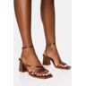 Public Desire US Robin Bronze Strappy Square Toe Mid Block Heels - female -  bronze - Size: US 10 / UK 8 / EU 41