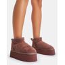 Public Desire US Willow Chocolate Faux Suede Ultra Mini Ankle Triple Platform Boots - female -  brown - Size: US 8 / UK 6 / EU 39