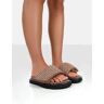 Public Desire US Sweeter Brown Nylon Padded Slide Sandals - female -  brown - Size: US 7 / UK 5 / EU 38