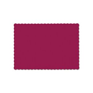 Hoffmaster Solid Color Scalloped Edge Placemats, 9 1/2 x 13 1/2, Burgundy, 1000/Carton