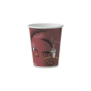 SOLO Cup Company Solo Bistro Design Hot Drink Cups, Paper, 10oz, Maroon, 300/Carton