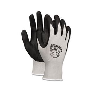 Memphis Economy Foam Nitrile Gloves, Large, Gray/Black, 12 Pairs