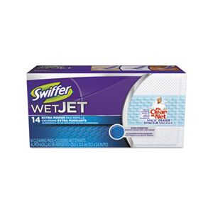 Swiffer WetJet System Refill Cloths, 11.3" x 5.4", Extra Power, White, 14/Box, 4 BX/CT