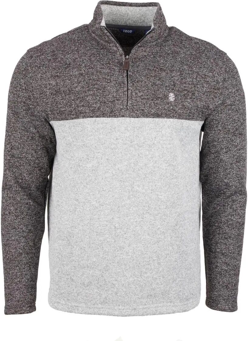 IZOD Men's Sweater Fleece Colorblock 1/4 Zip Up Grey S