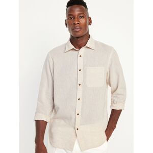 Old Navy Regular Fit Everyday Linen-Blend Shirt for Men - Warm Oatmeal - male - Size: XXL