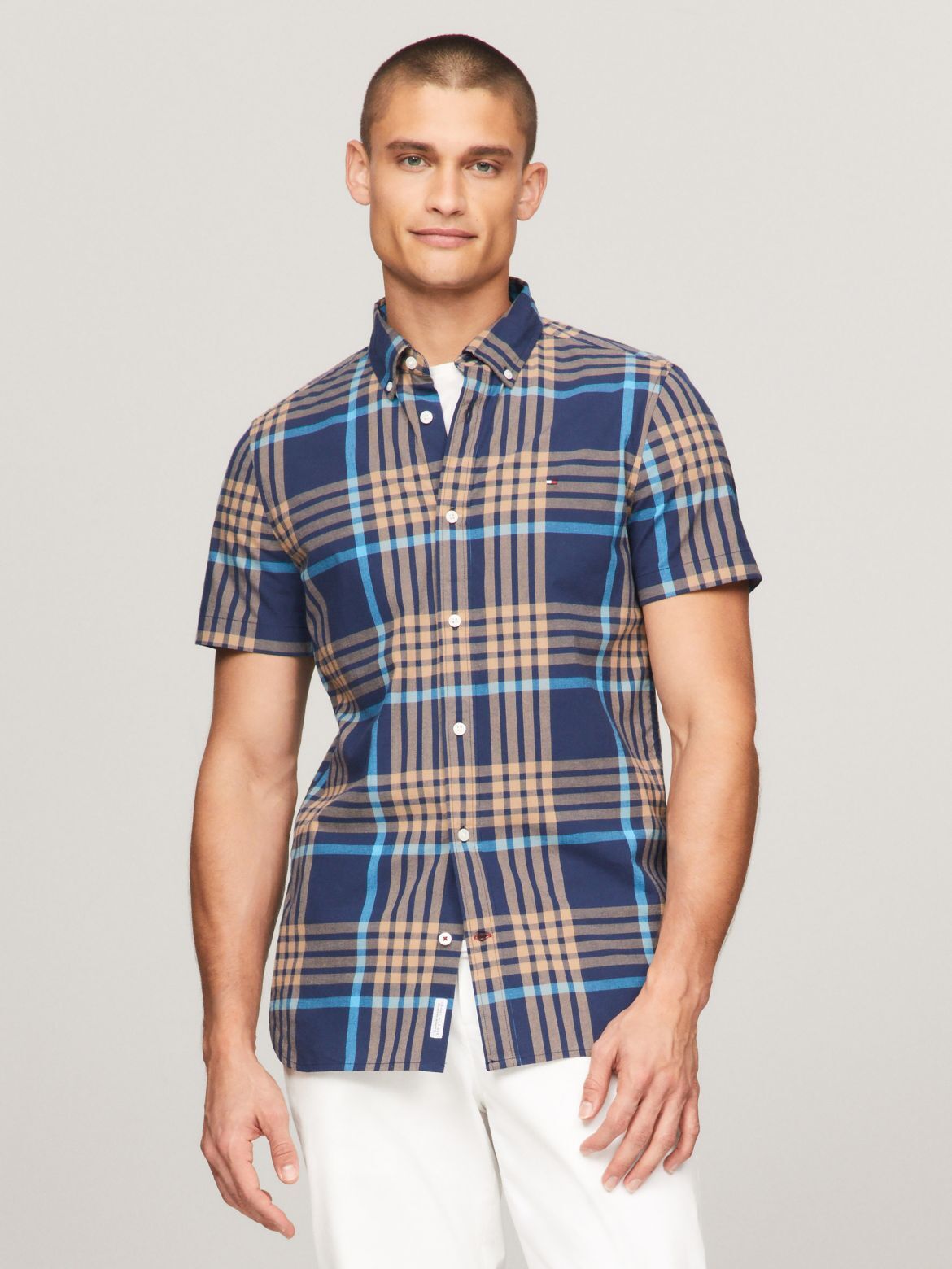 Tommy Hilfiger Men's Slim Fit Big Check Poplin Shirt - Multi - M