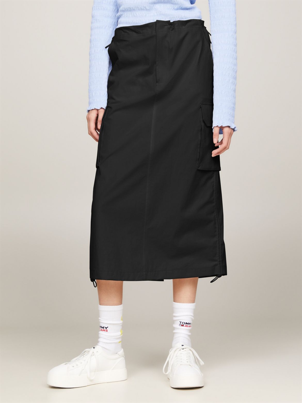 Tommy Hilfiger Women's Parachute Cargo Midi Skirt - Black - M