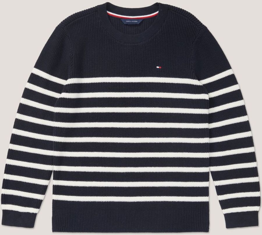 Tommy Hilfiger Boys' Kids' Breton Stripe Crewneck Sweater - Blue - XS