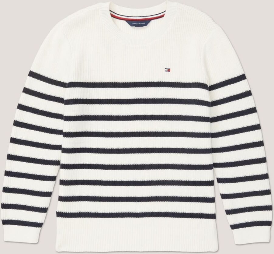 Tommy Hilfiger Boys' Kids' Breton Stripe Crewneck Sweater - White - XS