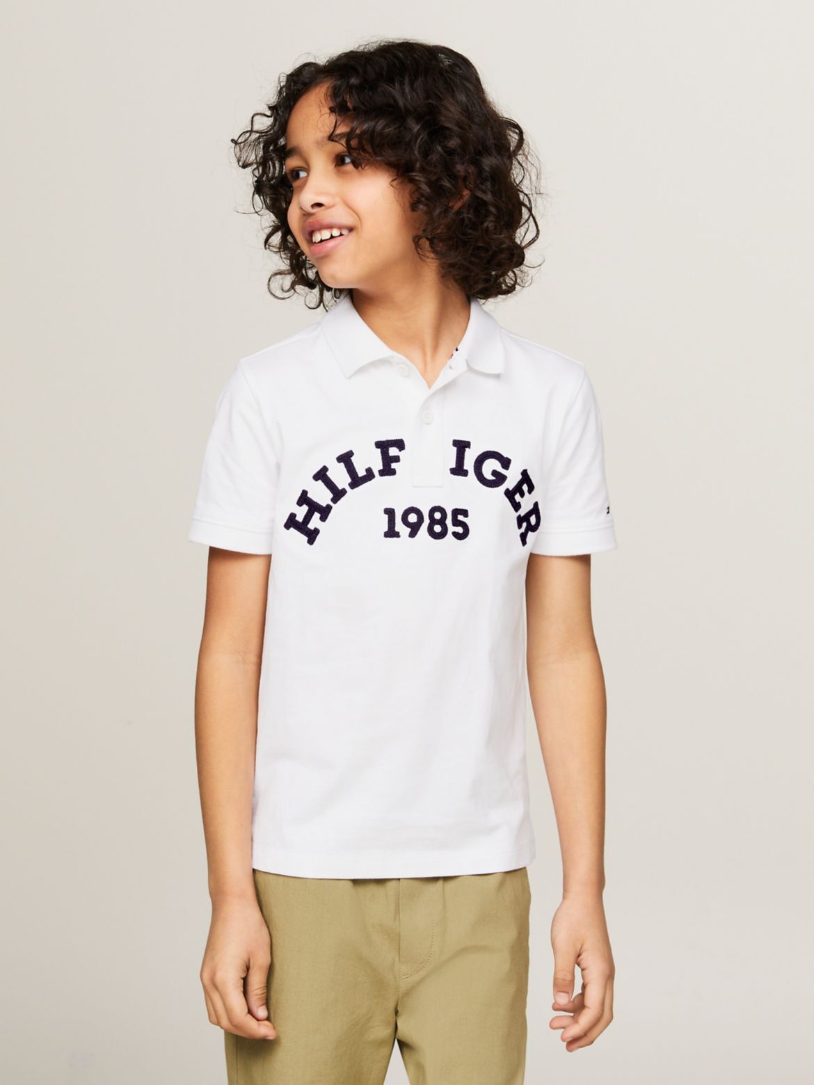 Tommy Hilfiger Boys' Kids' Hilfiger Arch Logo Polo - White - 16