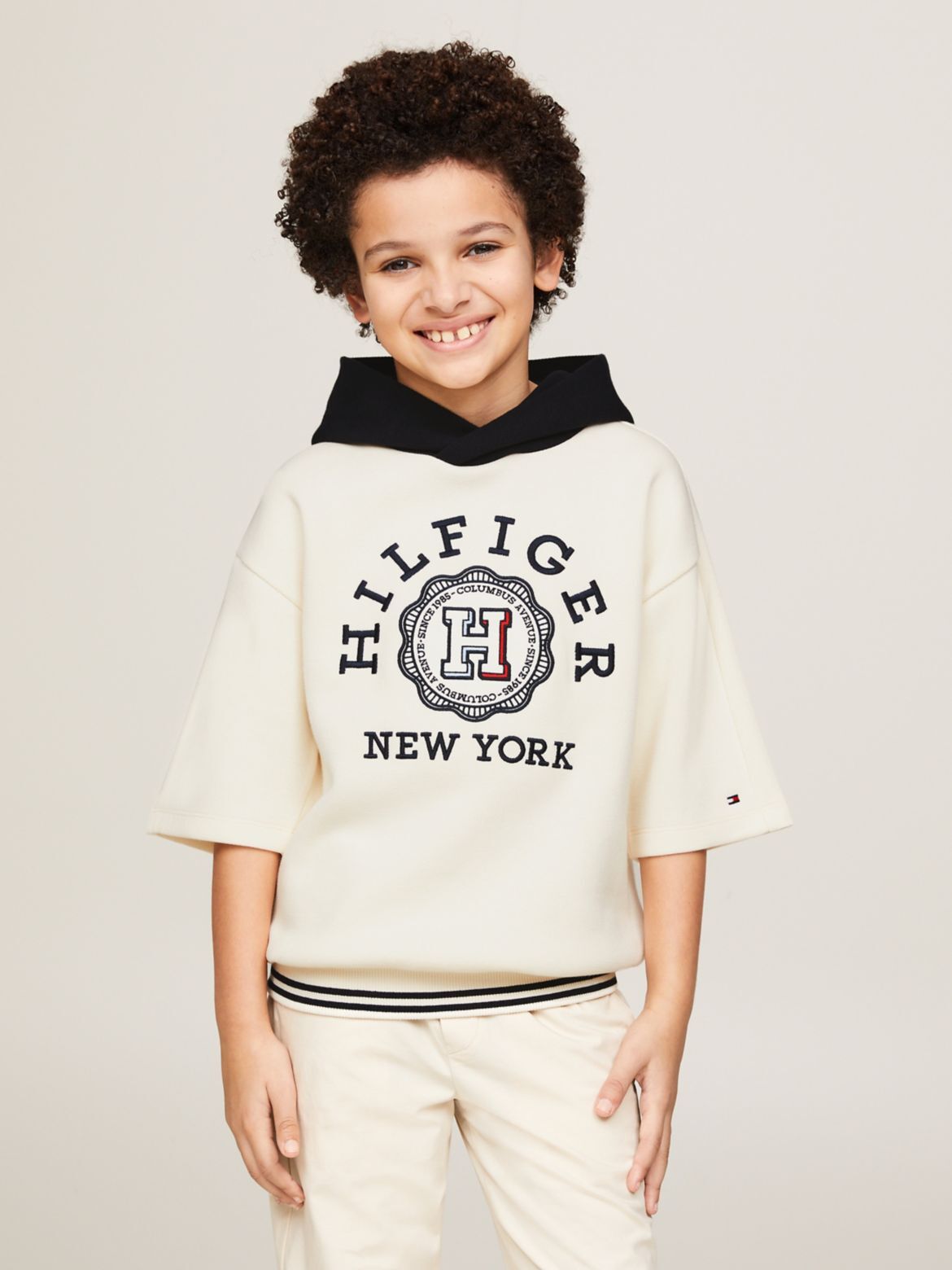 Tommy Hilfiger Boys' Kids' Monotype Arch Logo Hoodie - White - 10