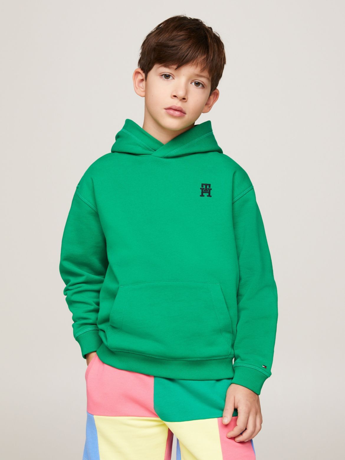 Tommy Hilfiger Kids' Embroidered TH Hoodie - Green - 10