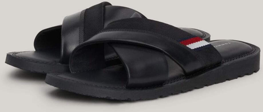 Tommy Hilfiger Men's Flag Crisscross Strap Sandal - Black - 7.5