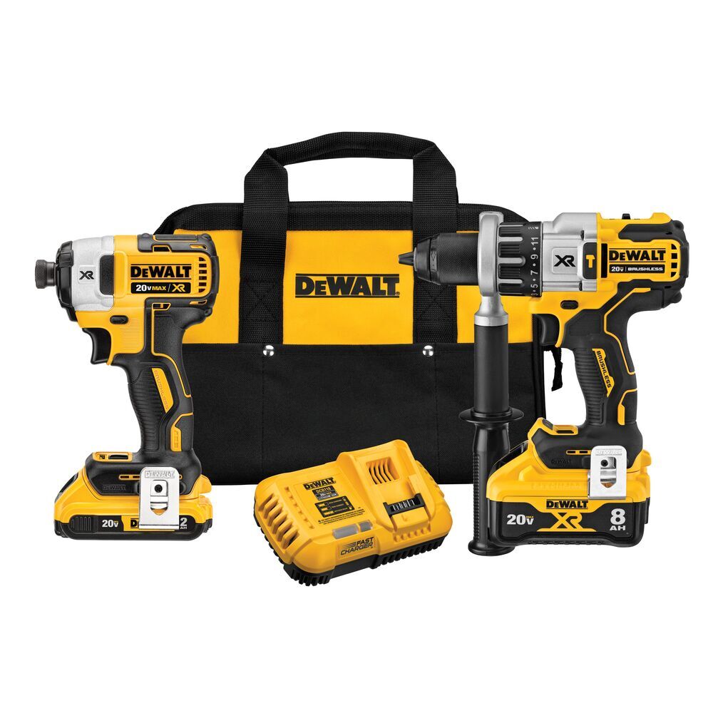 DEWALT DCK299D1W1 20V MAX XR Lithium-Ion Cordless 2-Tool Combo Kit with 1/2" POWER DETECT Hammer Drill and 1/4" Impact Driver