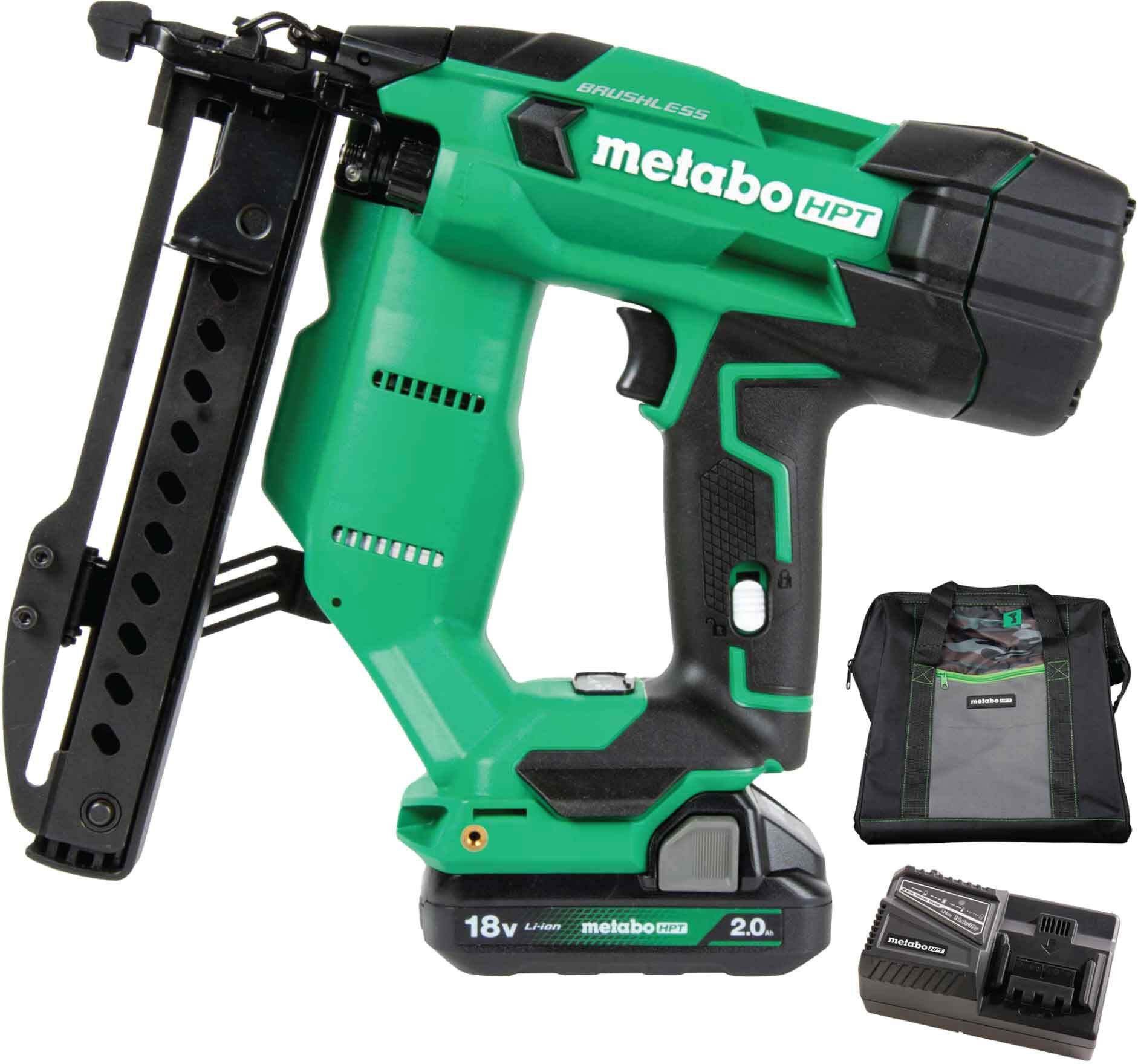 Metabo HPT N1804DAM 18-Gauge 1/4" Cordless 18V MultiVolt Brushless Narrow Crown Stapler Kit 2.0Ah