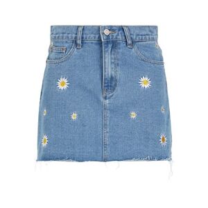 8 By Yoox Organic Cotton Denim Mini Skirt W/ Embroidery Woman Denim skirt Blue Size M Organic cotton  - Blue - Size: M - female