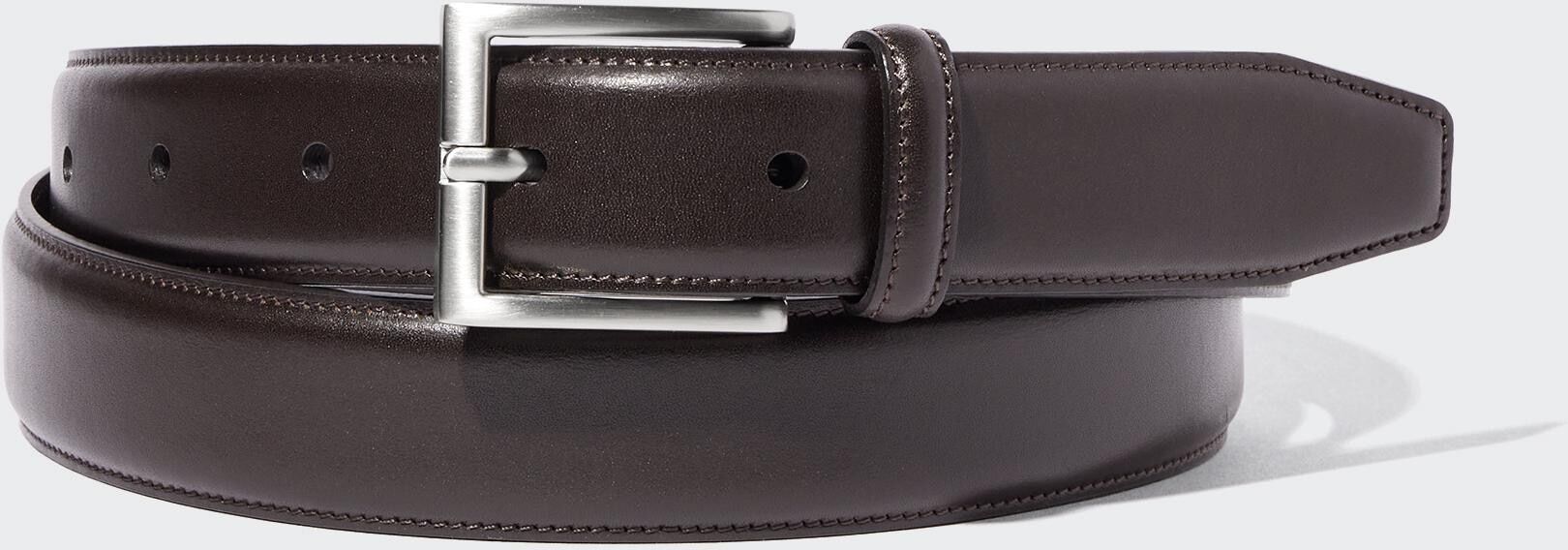 Men's Italian Leather Stitched Belt Dark Brown Medium UNIQLO US  M  male