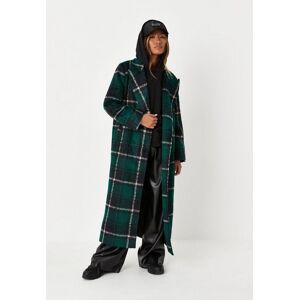 Missguided Green Brushed Plaid Oversized Formal Coat  - Green - Size: US 4