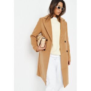 Missguided Camel Slim Double Breasted Longline Formal Coat  - Camel - Size: US 4