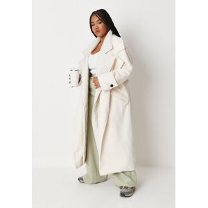 Missguided Plus Size Cream Quilt Lining Detail Belted Trench Coat  - Cream - Size: US 20