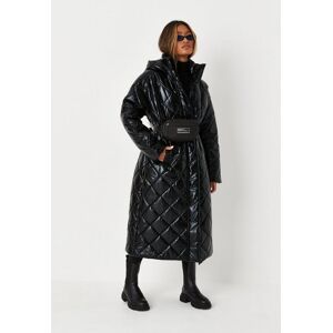 Missguided Petite Black Hooded Longline Puffer Coat  - Black - Size: US 4