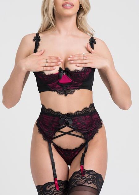 Lovehoney Lingerie Lovehoney Boudoir Belle Cherry Quarter Cup Bra Set