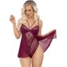 Escante Wine Lace and Mesh Underwired Teddy