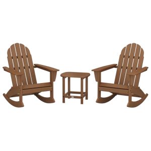 Polywood Vineyard 3-Piece Adirondack Rocking Chair Set with South Beach Side Table
