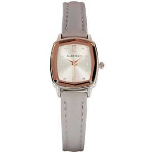 Ellen Tracy Womens Square Dial Leather Band Watch -SILVER