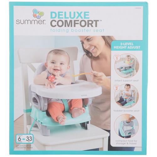 Summer Infant Deluxe Comfort Folding Booster Seat -WHITE/BLUE/GREY