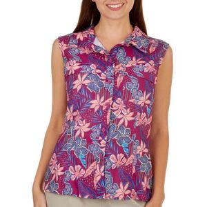 Reel Legends Plus Mariner Woven Collared Sleeveless Top -PINK MULTI