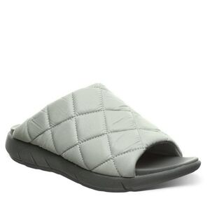 BEARPAW Womens Audrey Quilted Nylon Slides -LIGHT GRAY