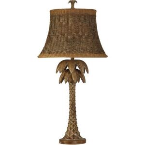 StyleCraft Hand Carved Palm Tree Table Lamp -