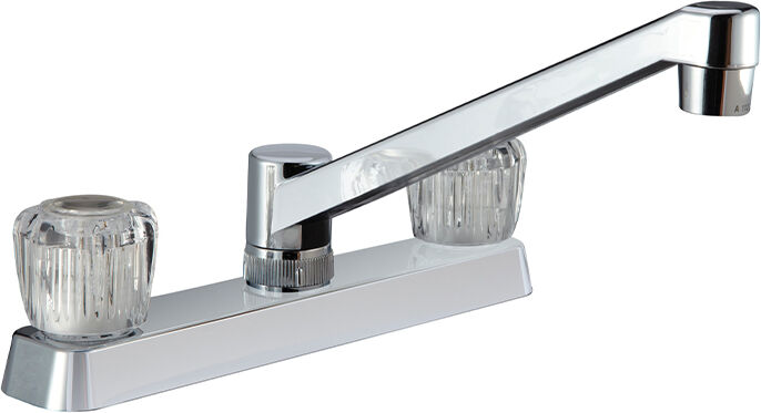 Dura Faucet Two Handle RV Kitchen Faucet with Crystal Acrylic Knobs, Chrome Polished