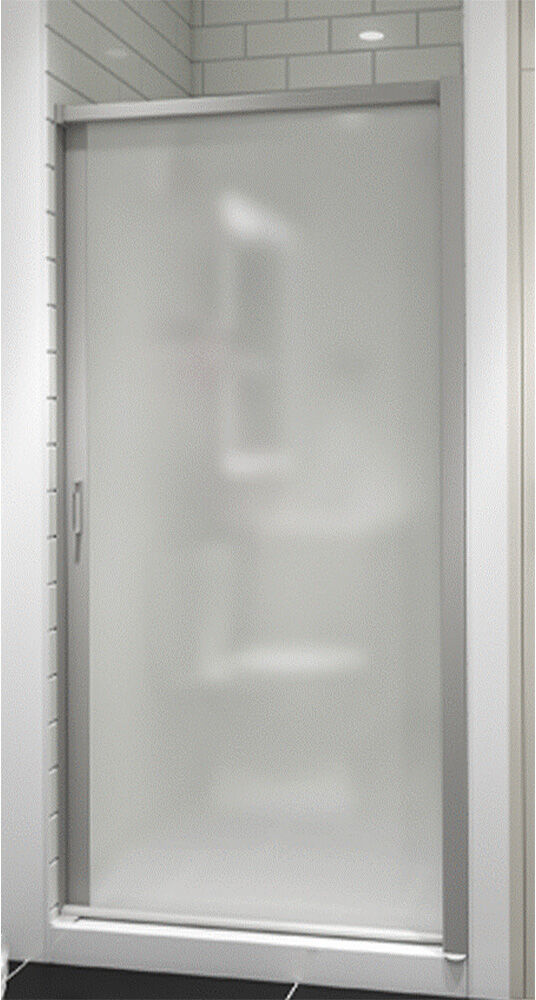 Camping World Stoett Nautilus Retractable Shower Door, Square Frame, Brushed Nickel, 66"H x 36"W