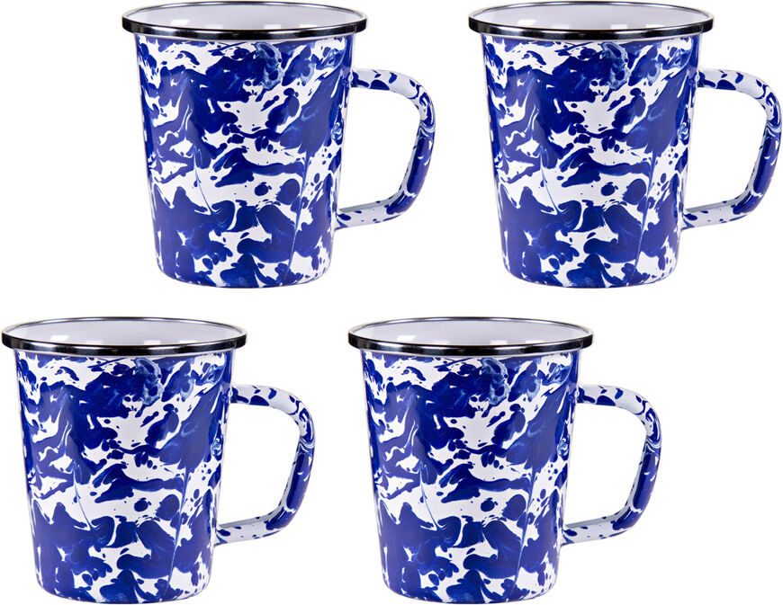 Photos - Mug / Cup Golden Rabbit Enamelware 16oz Latte Mugs , Cobalt Swirl in Blue(Set of 3)