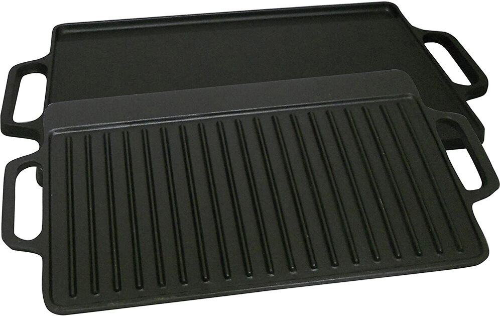 King Kooker 9.25" x 15.75" Two-Sided Pre-Seasoned Cast Iron Griddle