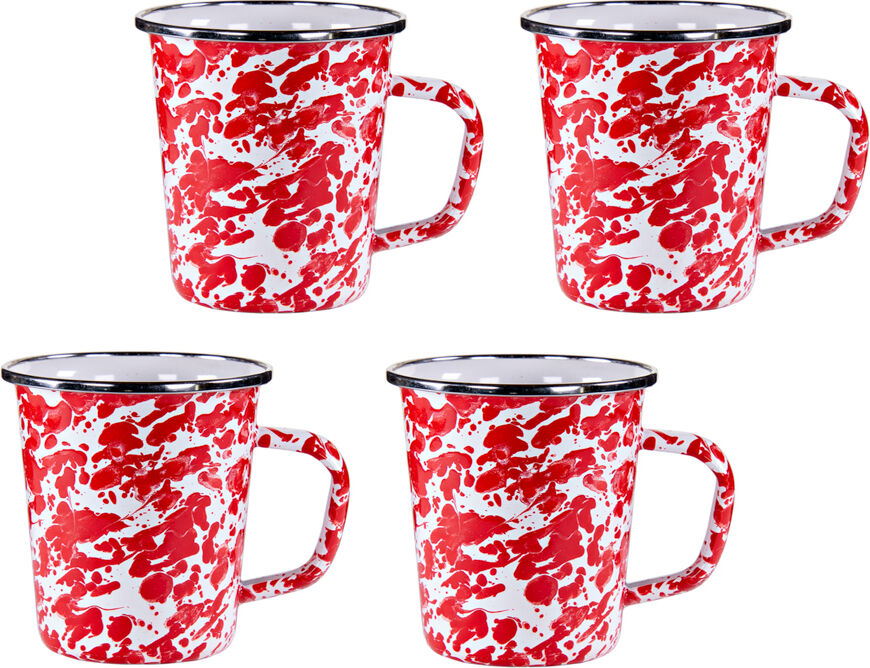 Photos - Mug / Cup Golden Rabbit Enamelware 16oz Latte Mugs , Red Swirl rd66s4(Set of 3)