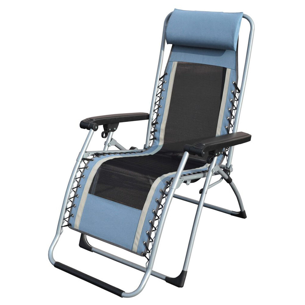 Caravan Canopy Sports Infinity OG Lounger Cool Mesh With Carry Strap Outdoor Recliner, Blue/ Grey