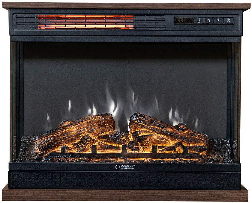 Equator Advanced Appliances Equator 26" Portable/Freestanding Electric Fireplace, Walnut Brown w/ Flame log effect Infrared Quartz