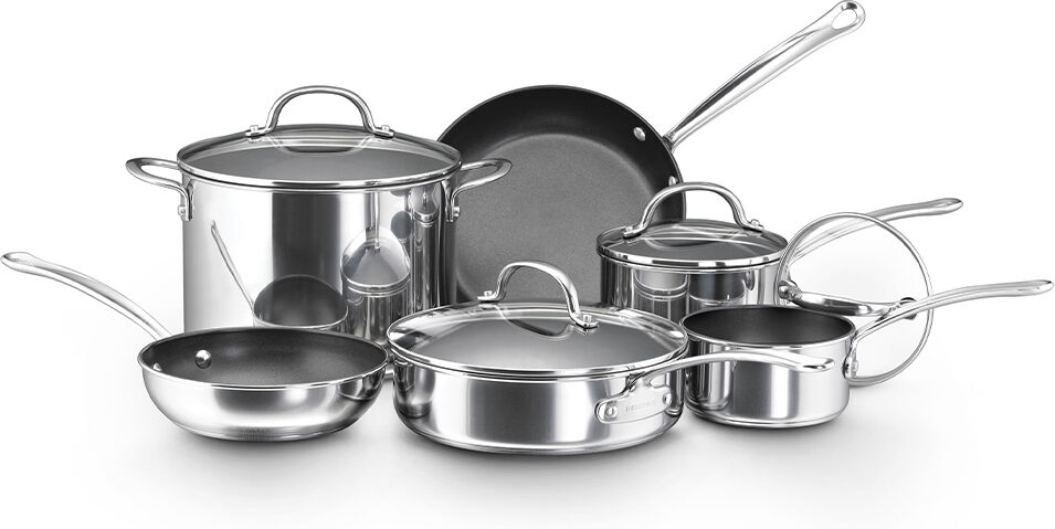 Farberware 10-Piece Millenium Stainless Steel Nonstick Cookware Set