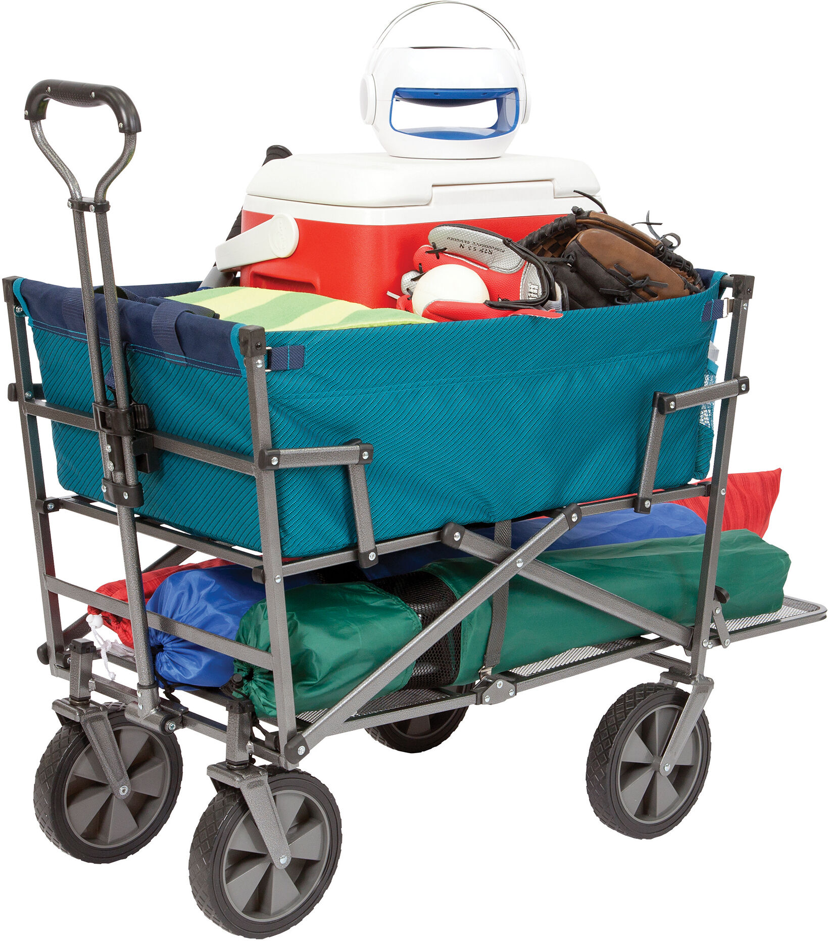 Mac Sports Collapsible Double Decker Outdoor Utility Wagon, Teal in Green