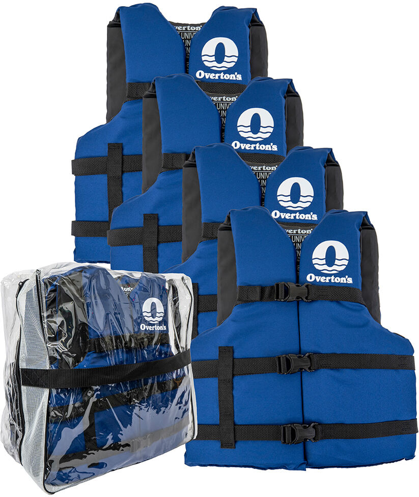 Overton's Universal Adult Life Jackets 4-Pack, Blue