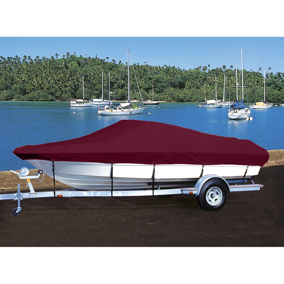 Taylor Made Trailerite Hot Shot Cover for 92-96 Sea Swirl 180 SE Bow Rider I/O Boat Cover in Cranberry Polyester